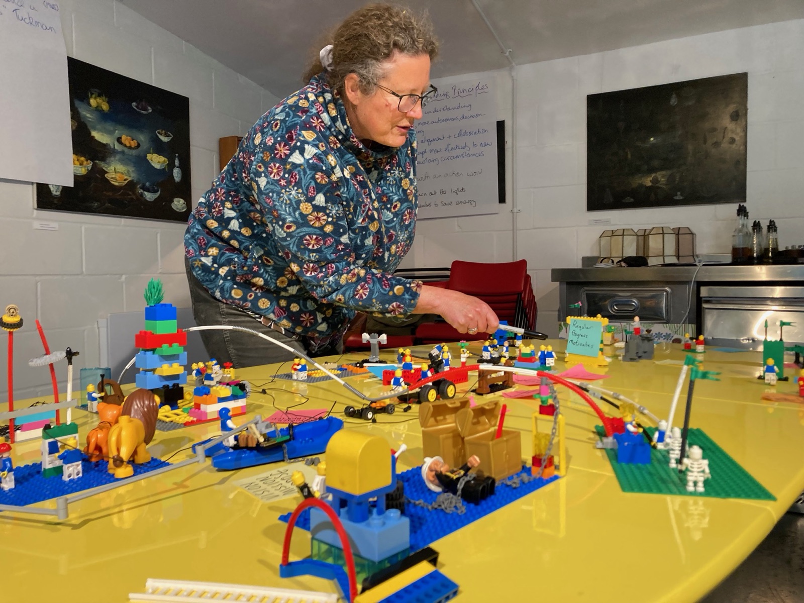 Sue Johnson facilitating a LEGO® Serious Play® workshop with LEGO models